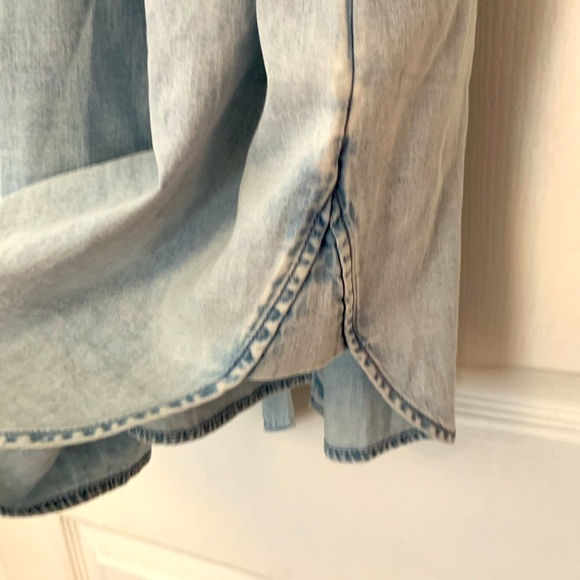 GAP Chambray Puff Sleeve Shirt Dress Large TALL - Picture 6 of 9